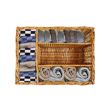 100% Natural Wicker Compartment Basket ( Rectangular)