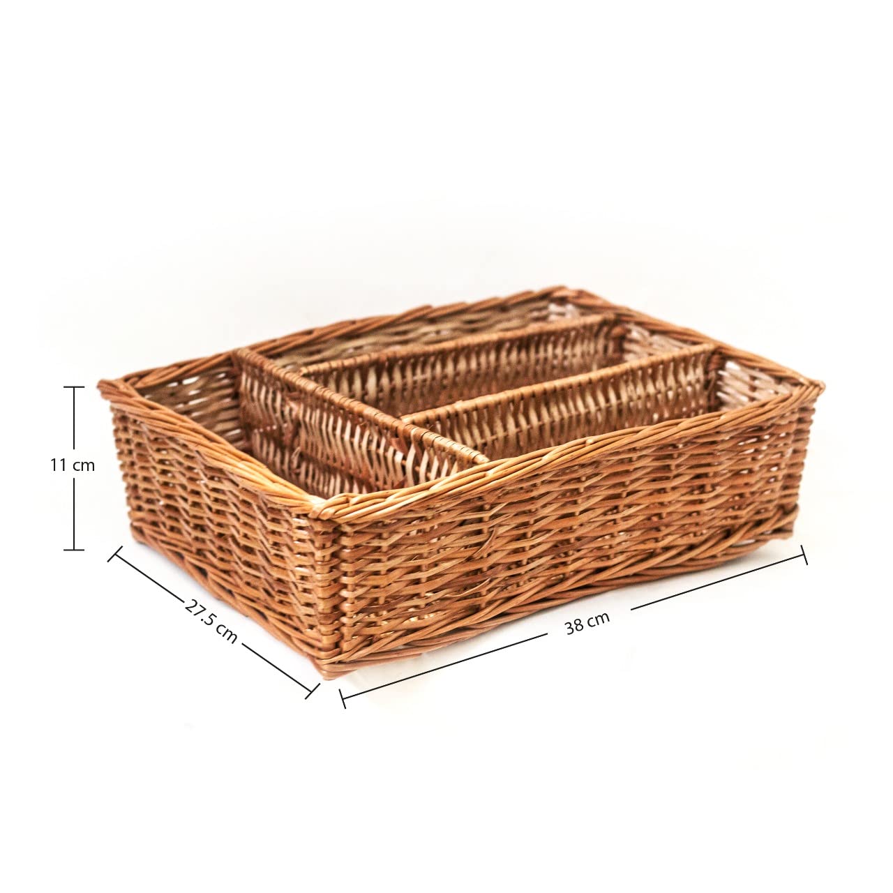 100% Natural Wicker Compartment Basket ( Rectangular)