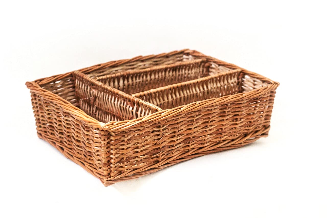 100% Natural Wicker Compartment Basket ( Rectangular)