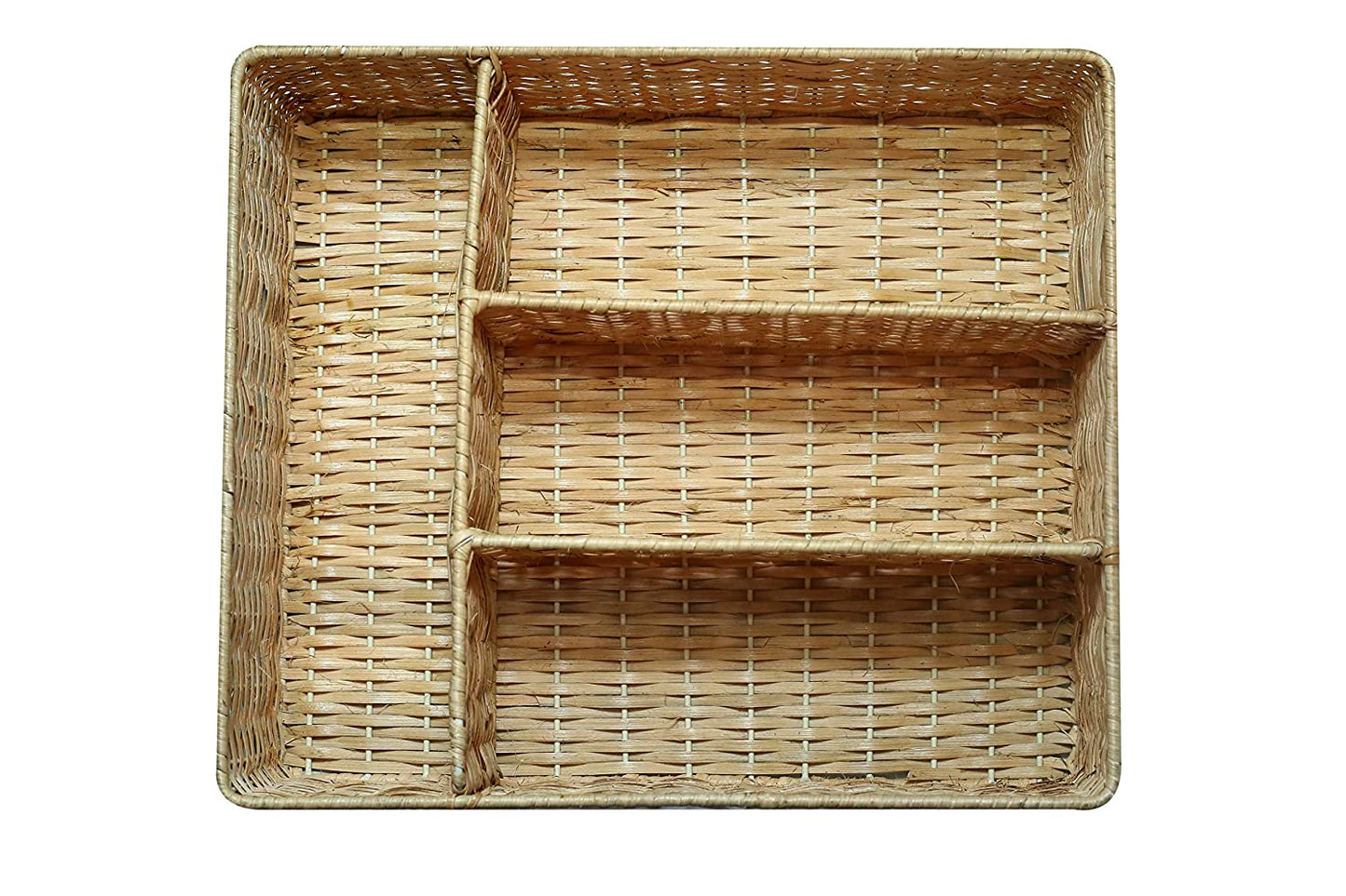 Metal and Cane Handmade Compartment Basket