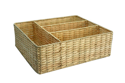 Metal and Cane Handmade Compartment Basket