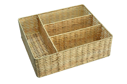 Metal and Cane Handmade Compartment Basket