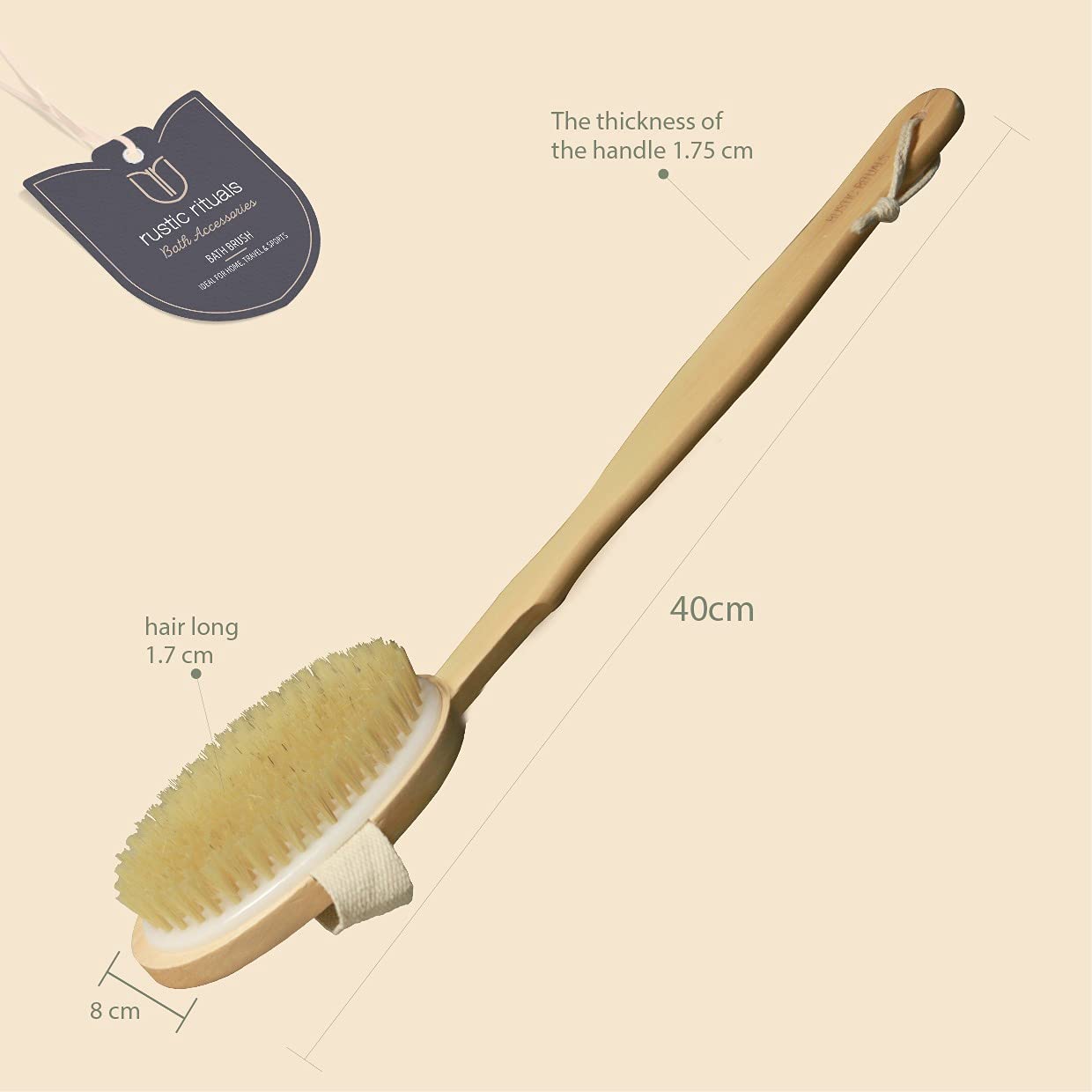 Bath Brush with removable wooden handle